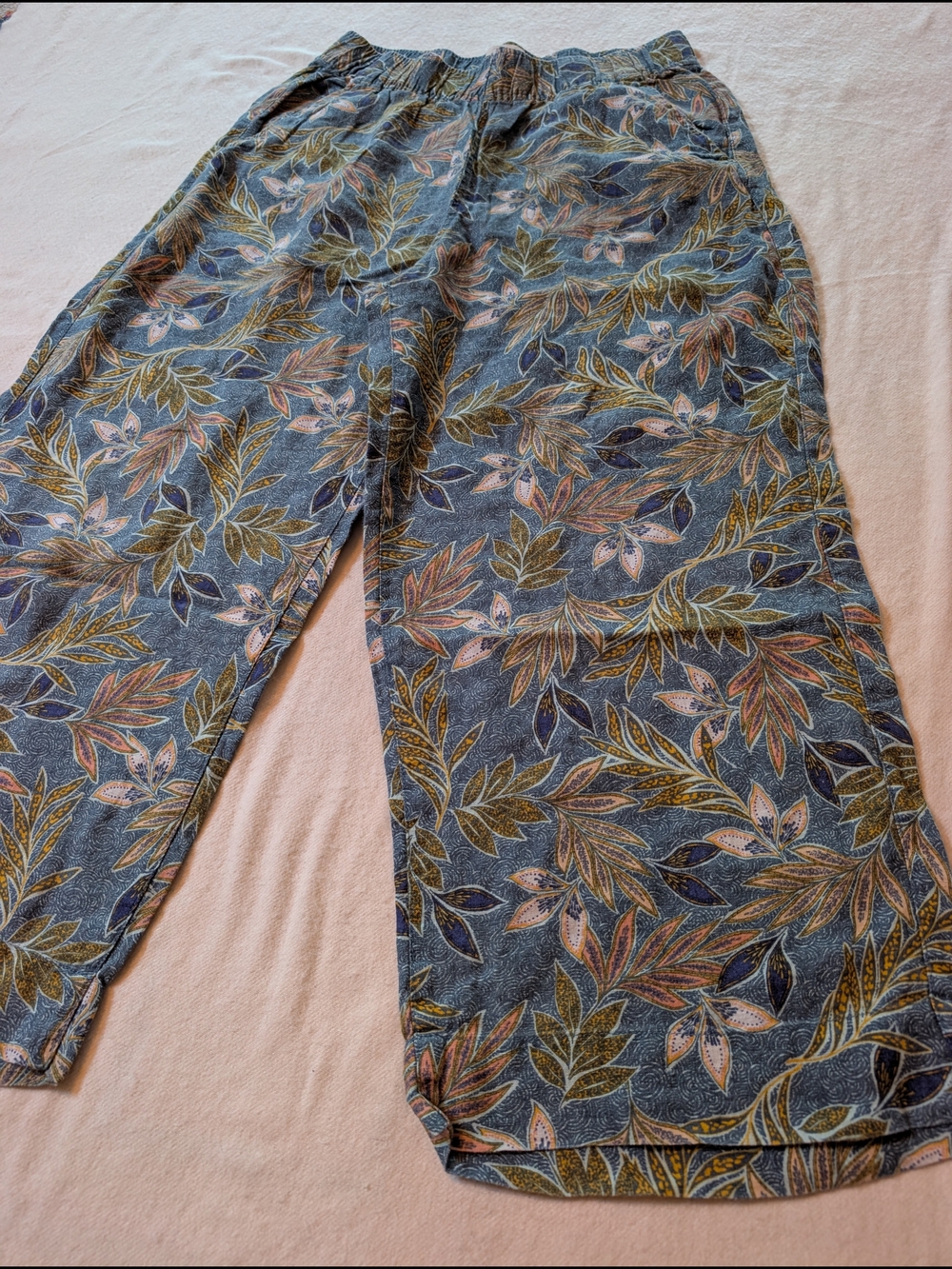 Cynthia Rowley 100% Linen Floral Wide-Leg Pants M